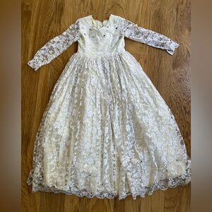 Vintage Child’s Lace Dress With Rhinestone Detailing Halloween Special Occasion